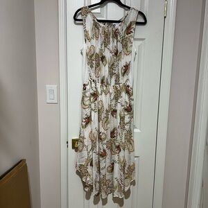 J. Jill White and Green High Low Dress
